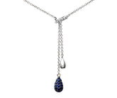 0.14ct Round Sapphire and  Diamond Pave Drop Pendant in 9ct White Gold